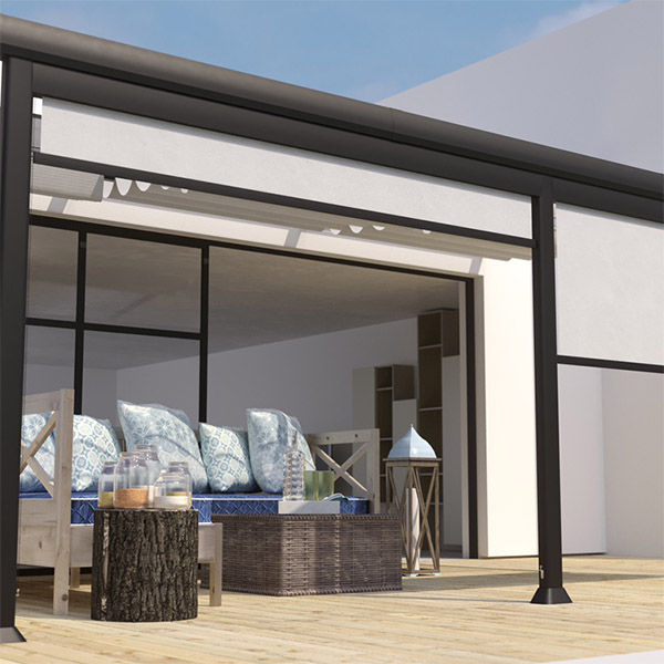 COULEURS DU MONDE STORE BRISE VUE TONNELLE EDENA GRIS PERLE 