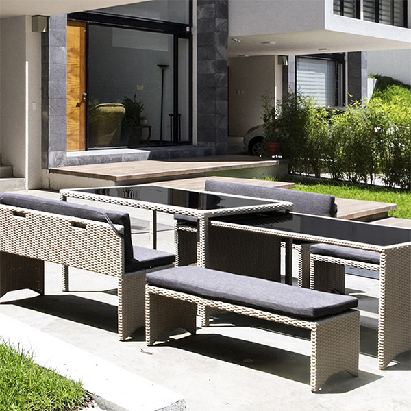 SAILON BY COULEURS DU MONDE SALON LUNCH BOSTON BENCH GRIS ET GRIS FONCE