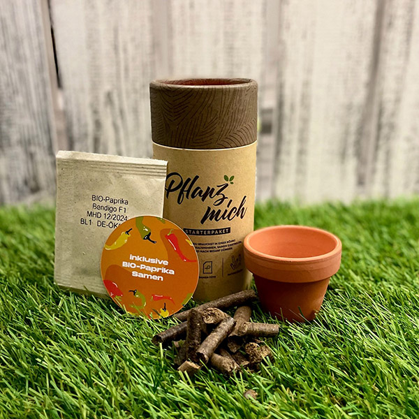 Pferdeapfel Anzuchtdose „Pflanz mich“ Paprika