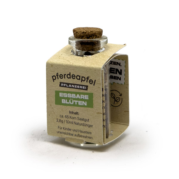 Pferdeapfel Glasfläschchen  Essbare Blüten